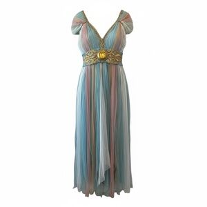 Tebi Multicolor Tulle Evening Gown With Embellished Waist